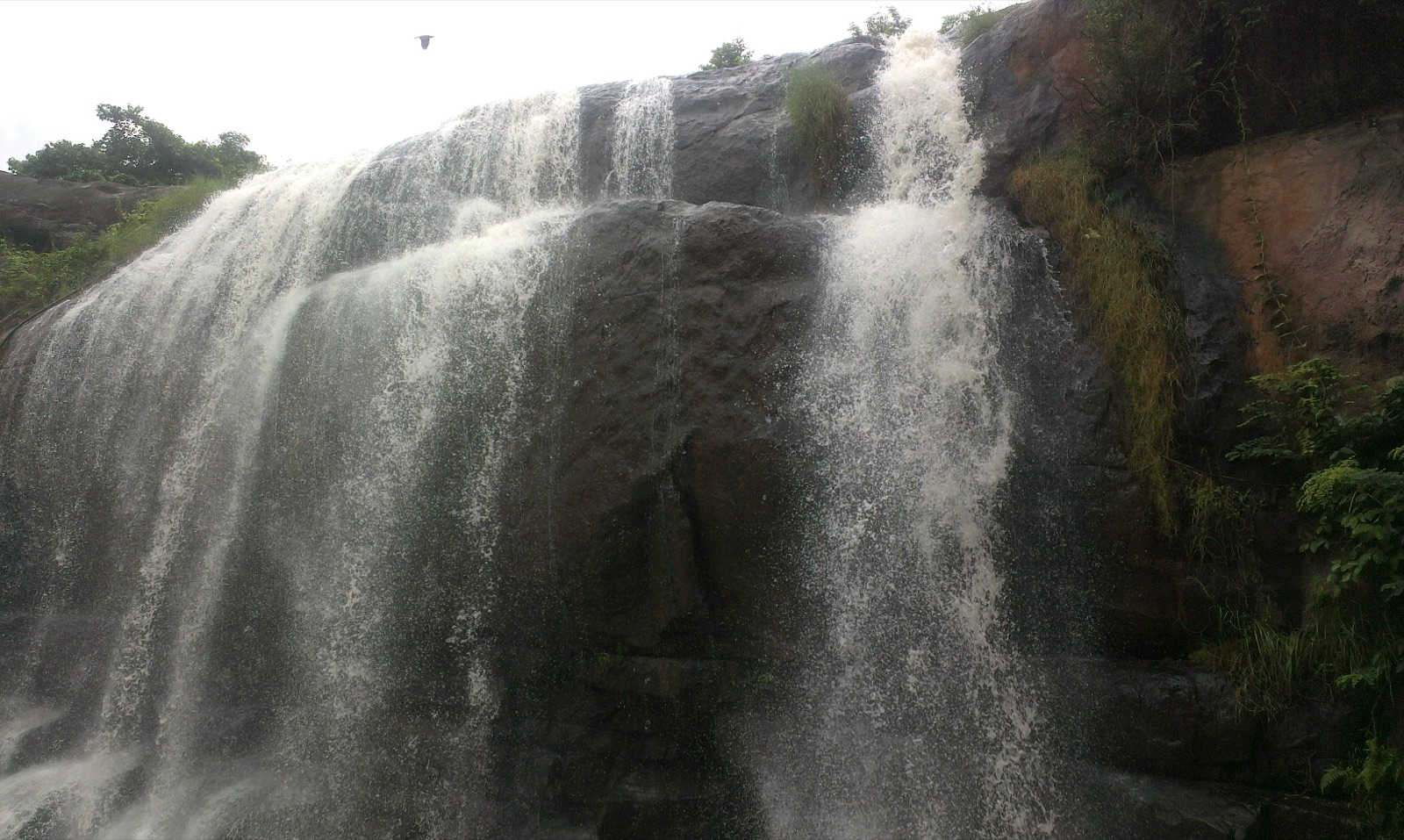 The wide lower cascade of the Gandahati falls